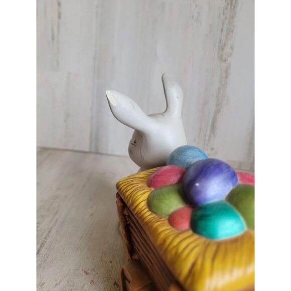 BB rabbit Easter egg ceramic vintage pulling cart container unique spring - Picture 8 of 13